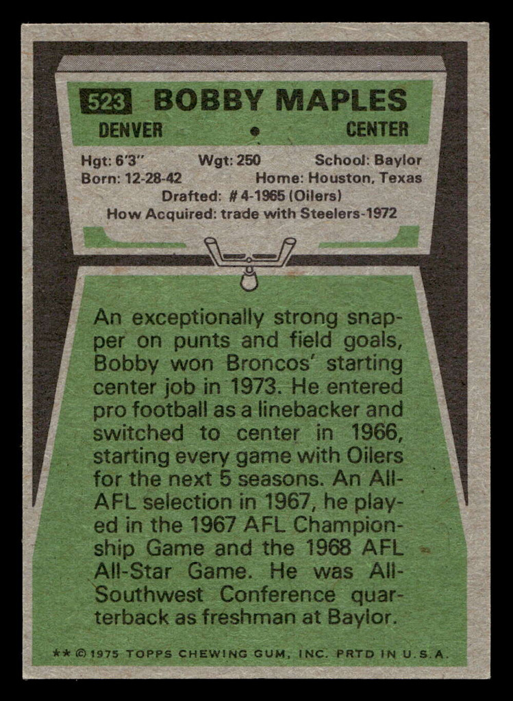 1975 Topps #523 Bobby Maples Near Mint  ID: 414409