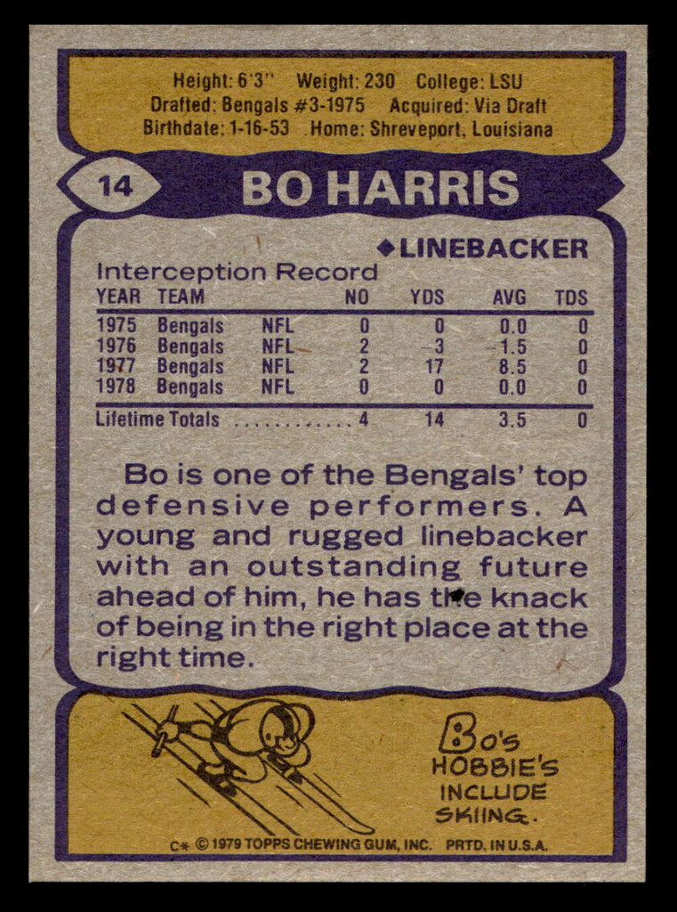 1979 Topps #14 Bo Harris Near Mint 