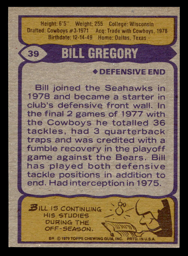 1979 Topps #39 Bill Gregory Near Mint 