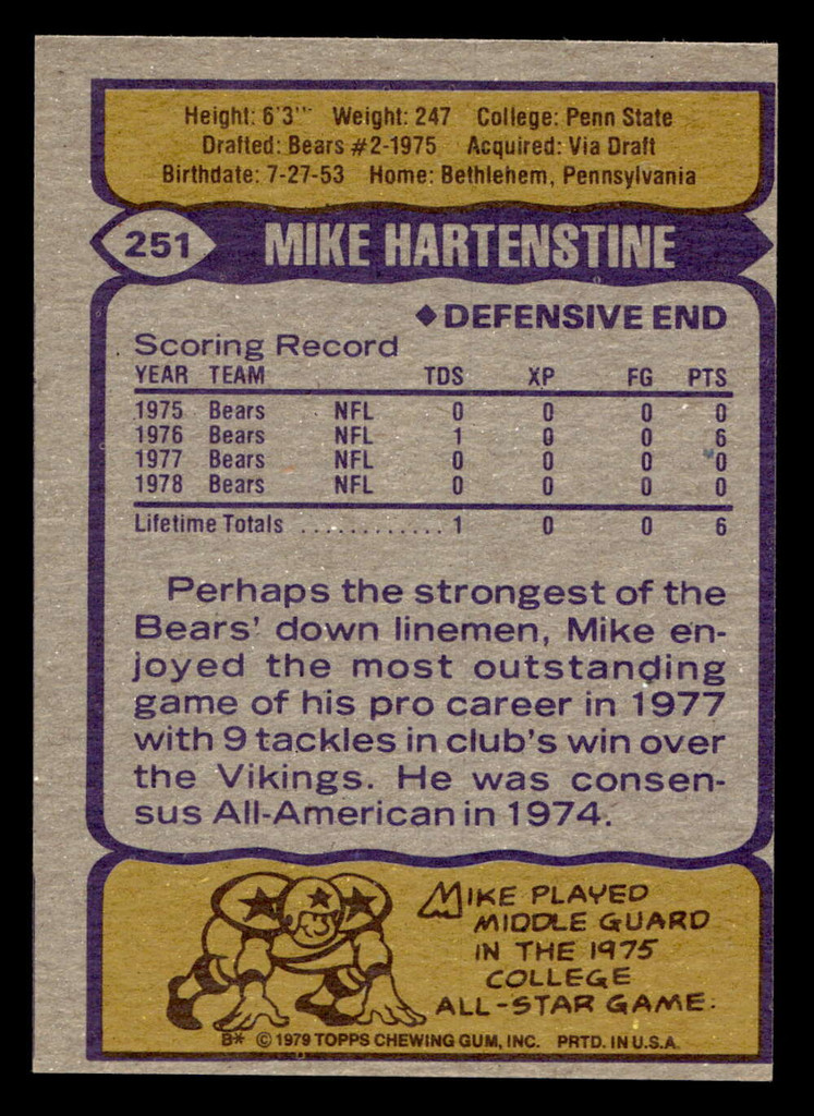 1979 Topps #251 Mike Hartenstine Near Mint 
