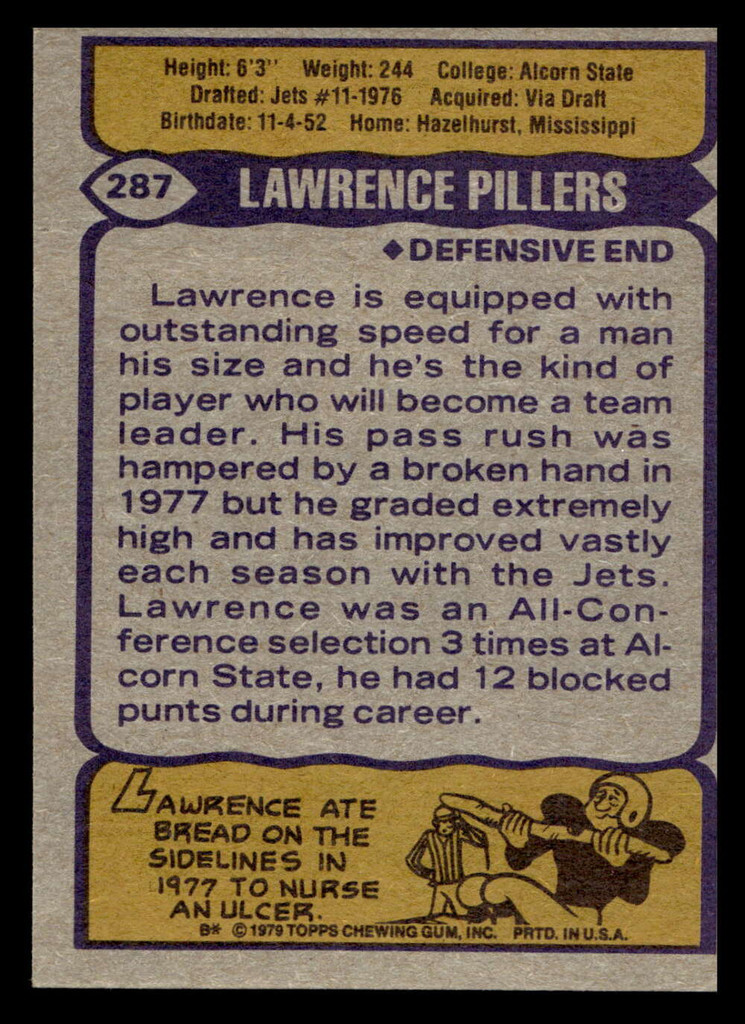 1979 Topps #287 Lawrence Pillers Ex-Mint 