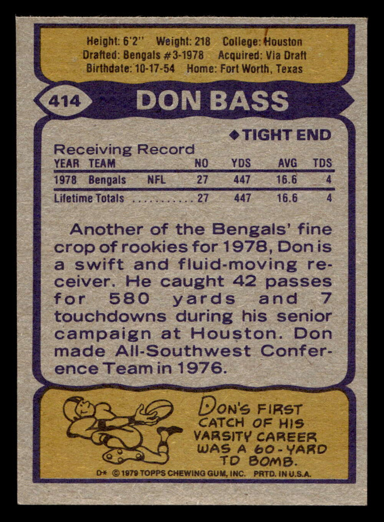 1979 Topps #414 Don Bass Ex-Mint 