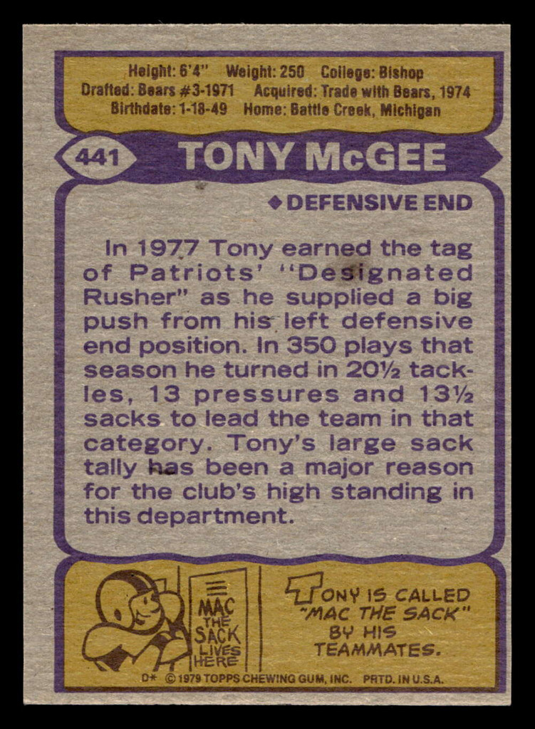 1979 Topps #441 Tony McGee Near Mint 