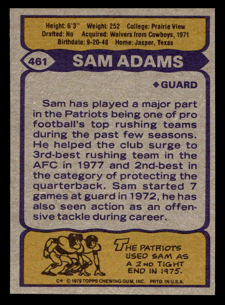 1979 Topps #461 Sam Adams Near Mint 