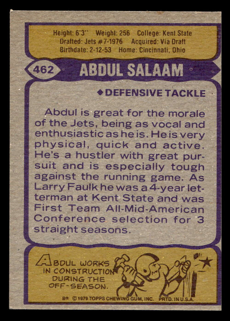 1979 Topps #462 Abdul Salaam Ex-Mint 