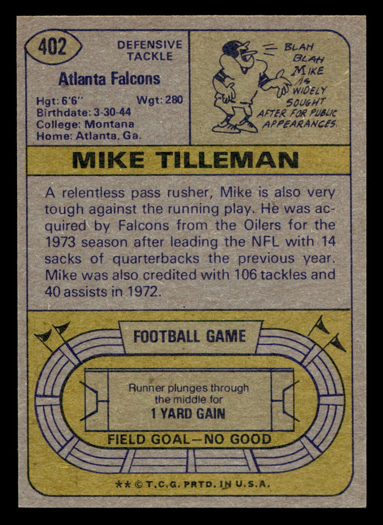 1974 Topps #402 Mike Tilleman Near Mint  ID: 415348
