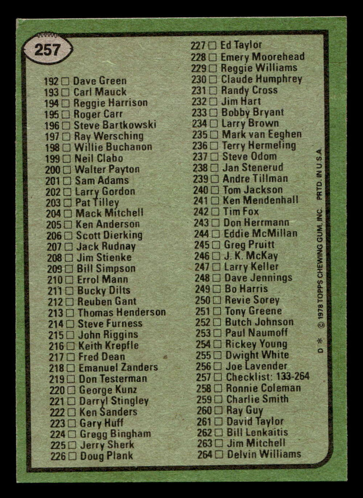 1978 Topps #257 Checklist 133-264 Near Mint+ 