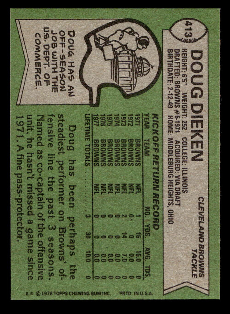 1978 Topps #413 Doug Dieken Near Mint+ 