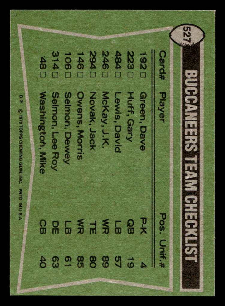 1978 Topps #527 Morris Owens/Isaac Hagins/Mike Washington/Lee Roy Selmon TL Ex-Mint 
