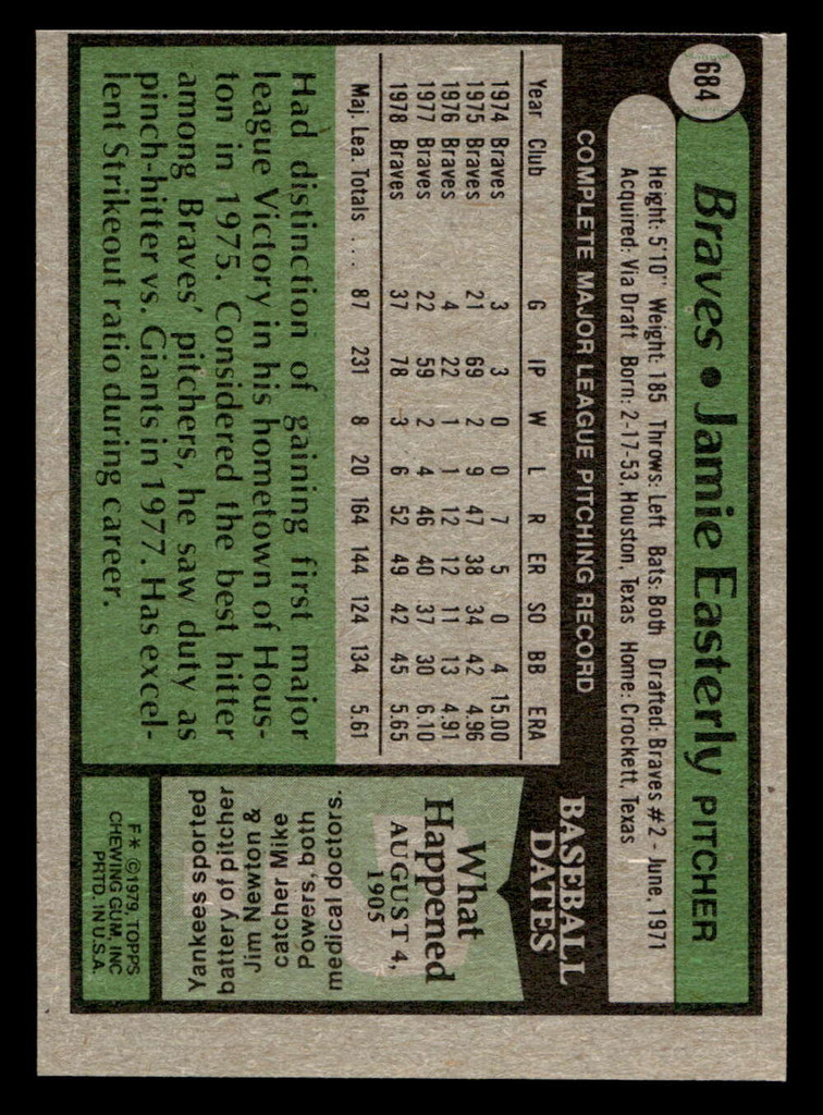 1979 Topps #684 Jamie Easterly DP Ex-Mint 