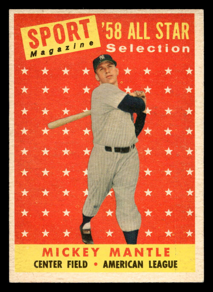 1958 Topps #487 Mickey Mantle AS TP Ex-Mint  ID: 417352