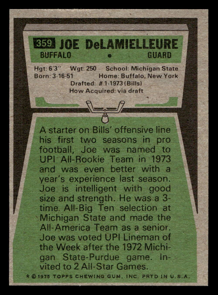1975 Topps #359 Joe Delamielleure Near Mint 