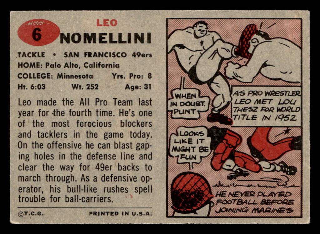 1957 Topps #6 Leo Nomellini Excellent 