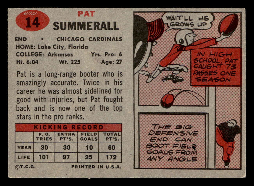 1957 Topps #14 Pat Summerall Excellent  ID: 417817
