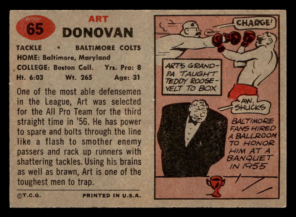 1957 Topps #65 Art Donovan VG-EX 