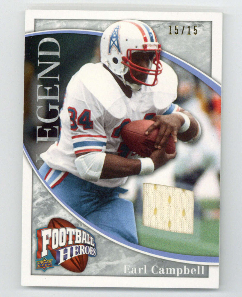 2009 Upper Deck Football Heroes Earl Campbell Oilers Legend Jersey 15/15