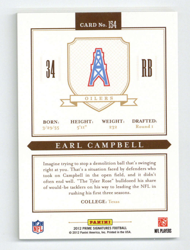 2012 Prime Proof Green#154 Earl Campbell Oilers no 09/25