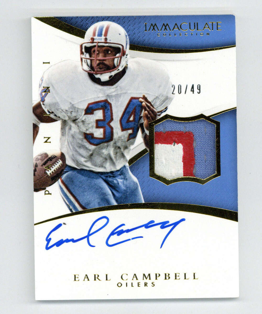 2015 Immaculate Collection Earl Campbell Oilers Auto 3 Color Jersey 20/49