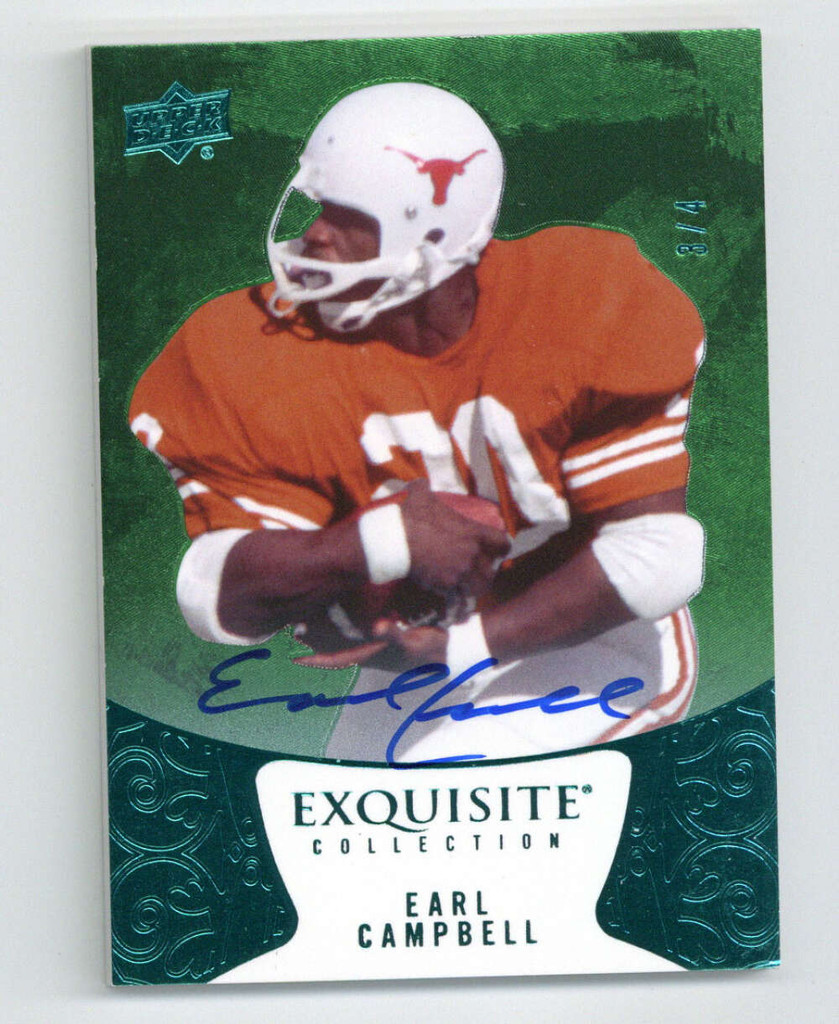 2014 UD Exquisite Collection #27 Earl Campbell Texas Auto ON CARD 3/4