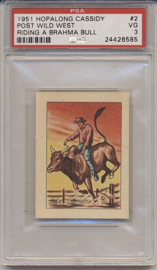 1951 Post Cerael Hopalong Cassidy  #2 Riding A Brahma Bull PSA 3 VG  #*sku36266