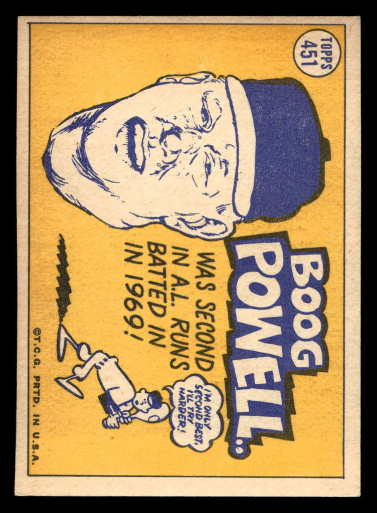 1970 Topps #451 Boog Powell All-Star Excellent+  ID: 420092