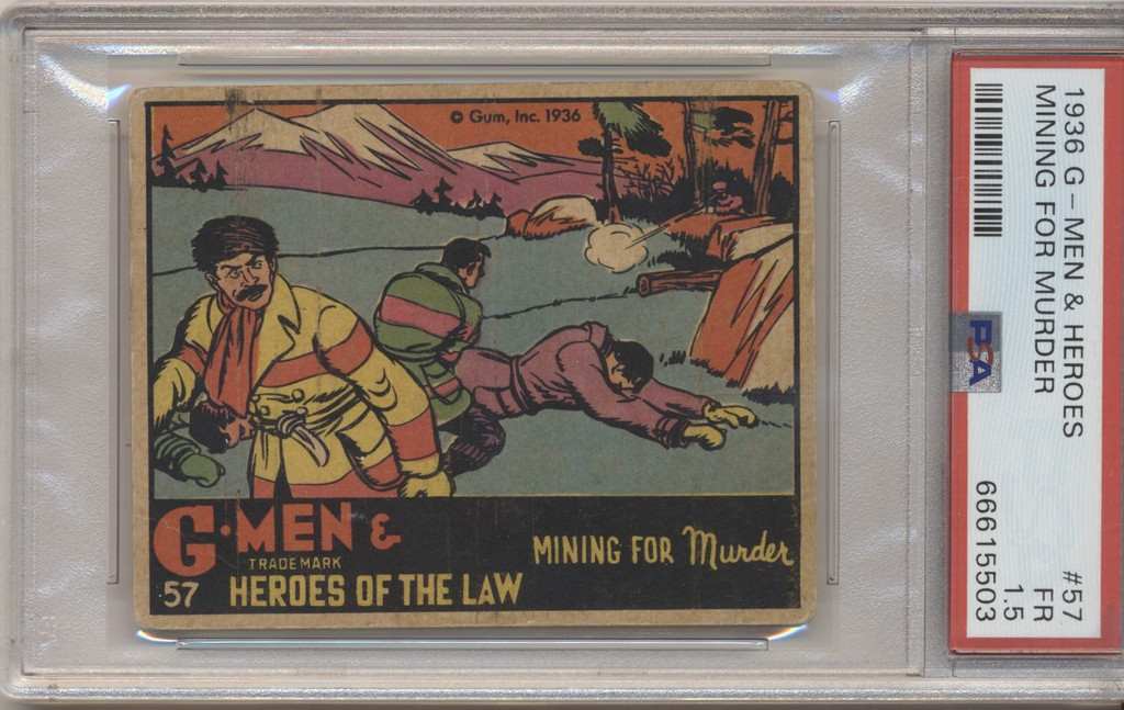 1936 G-Men & Heroes Of The Law  #57  Mining For Murder (Rare Card) PSA 1.5 FR #*sku36274