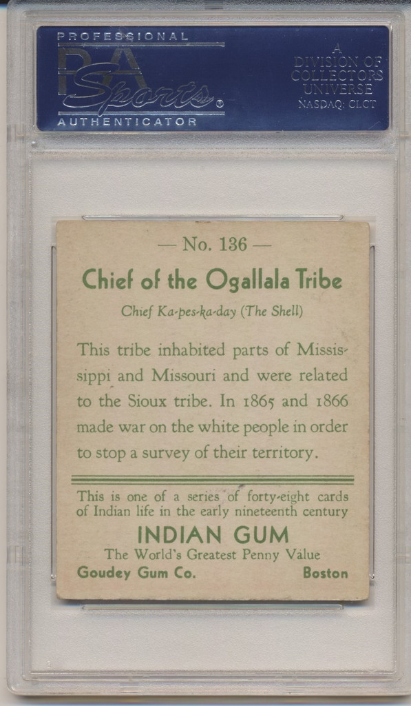 1933 R73 Goudey Indian Gum #136/48 Warriors Of The Ogalala Tribe PSA 5 EX  #*sku36279