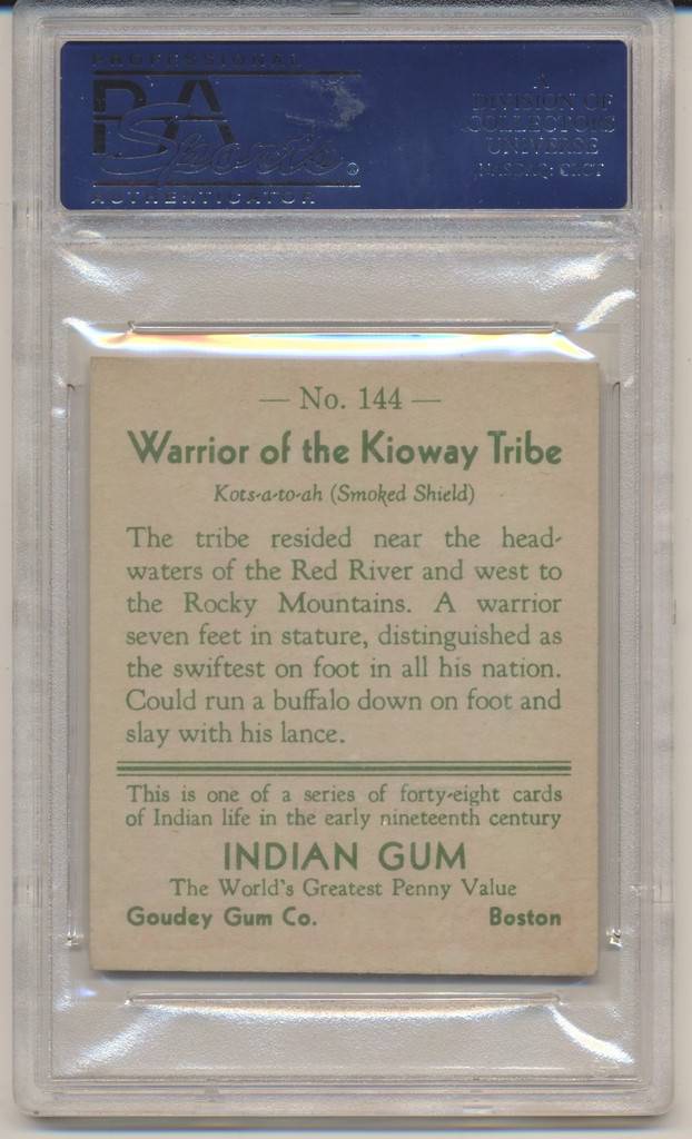 1933 R73 Goudey Indian Gum #144/48 Warriors Of The Kioway Tribe PSA 7 NM (OC)  #*sku36277