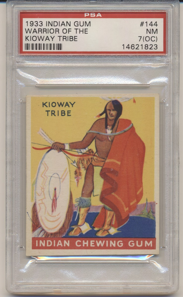 1933 R73 Goudey Indian Gum #144/48 Warriors Of The Kioway Tribe PSA 7 NM (OC)  #*sku36277