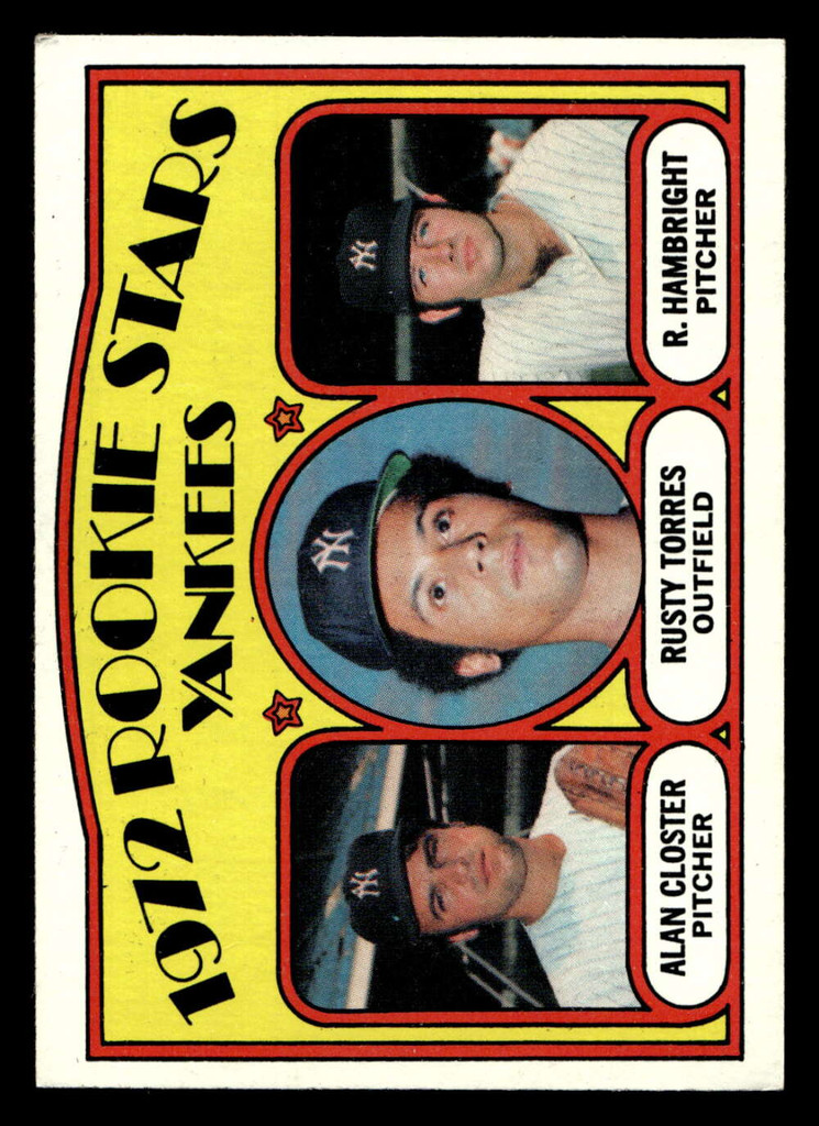 1972 Topps #124 Alan Closter/Rusty Torres/Roger Hambright Yankees Rookies Ex-Mint RC Rookie  ID: 421326
