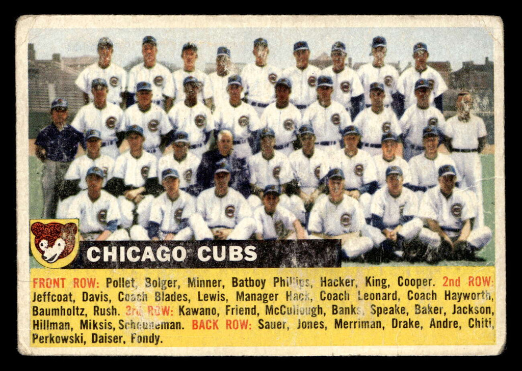 1956 Topps #11B Chicago Cubs White Backs Poor 