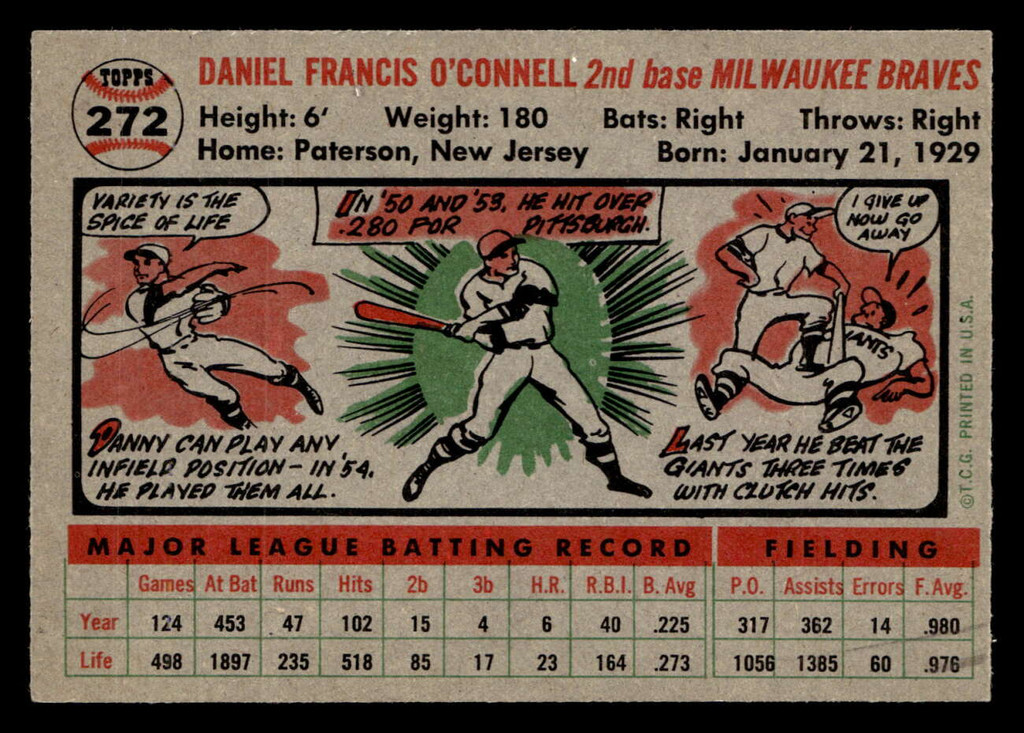 1956 Topps #272 Danny O'Connell Near Mint 