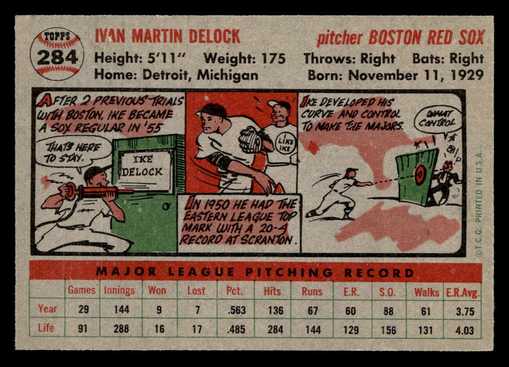 1956 Topps #284 Ike Delock Near Mint 