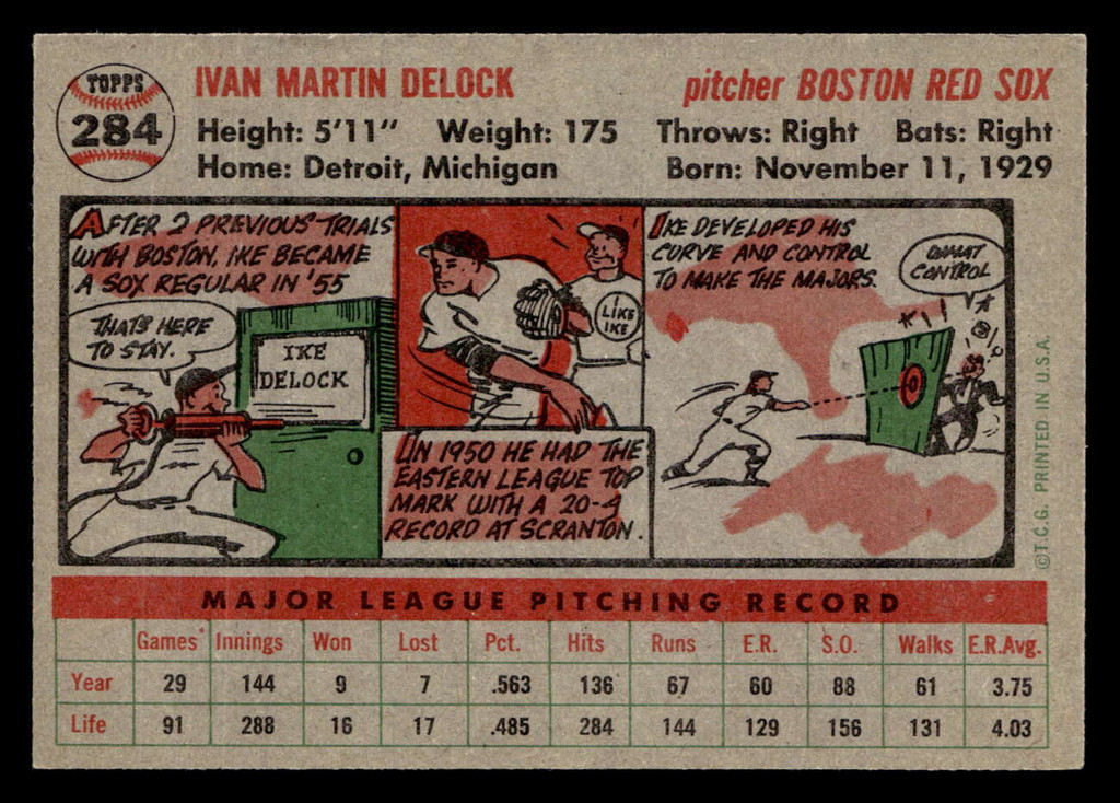 1956 Topps #284 Ike Delock Ex-Mint  ID: 426052