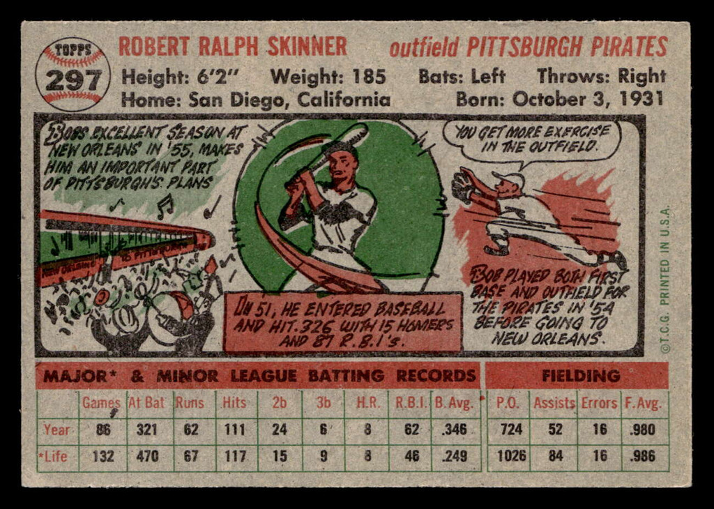 1956 Topps #297 Bob Skinner Excellent+  ID: 426077