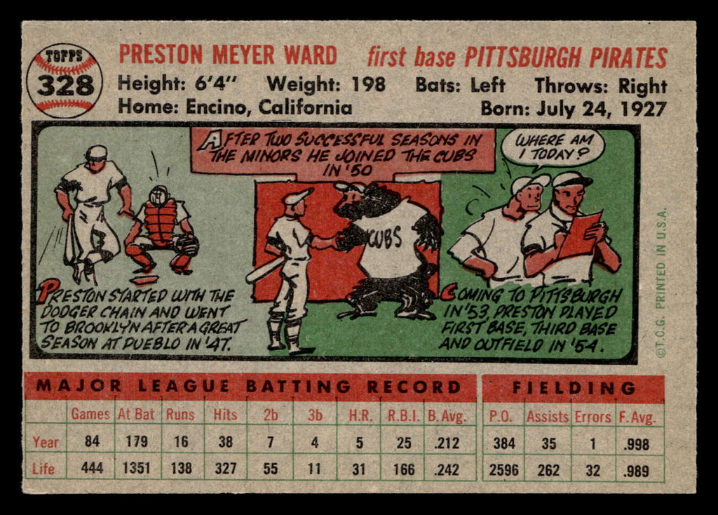 1956 Topps #328 Preston Ward Ex-Mint  ID: 426125