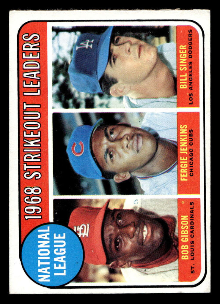 1969 Topps #12 Bob Gibson/Fergie Jenkins/Bill Singer N.L. Strikeout Leaders Ex-Mint  ID: 426473