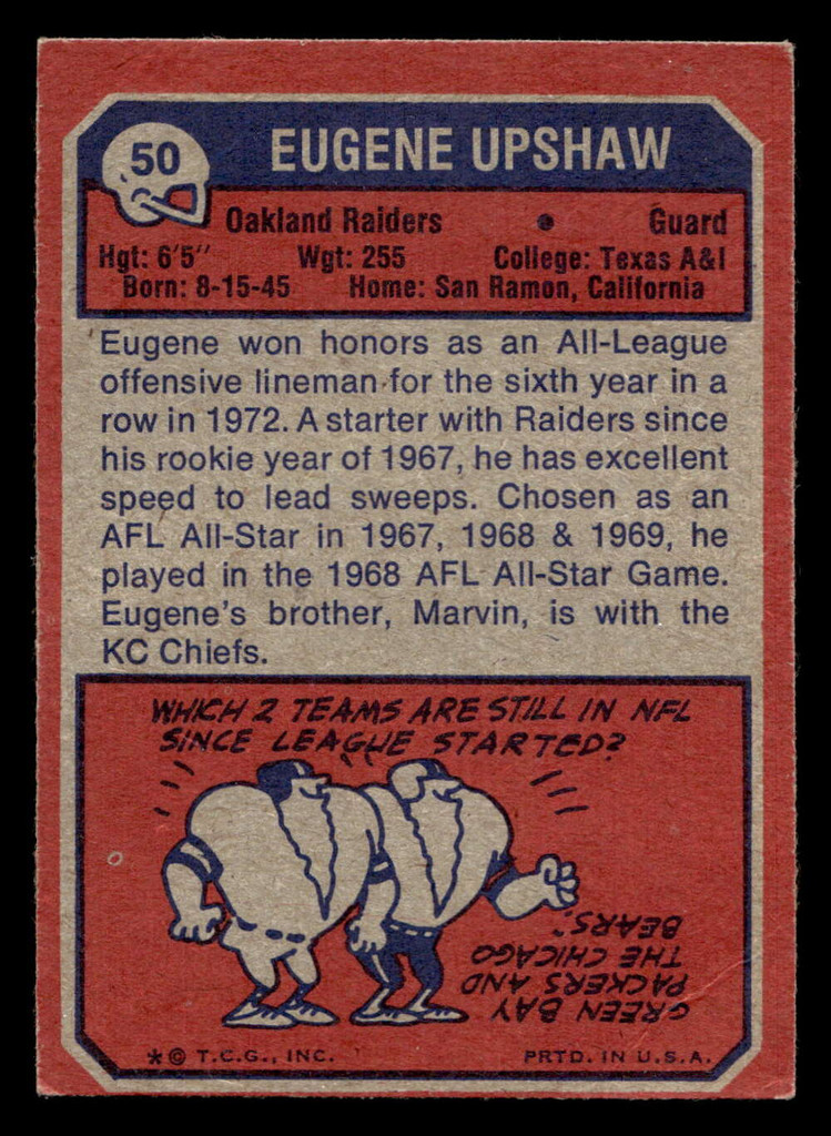 1973 Topps #50 Gene Upshaw Very Good 