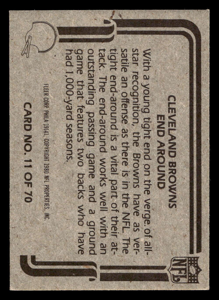 1980 Fleer Team Action #11 Cleveland Browns Near Mint Football  ID: 429235