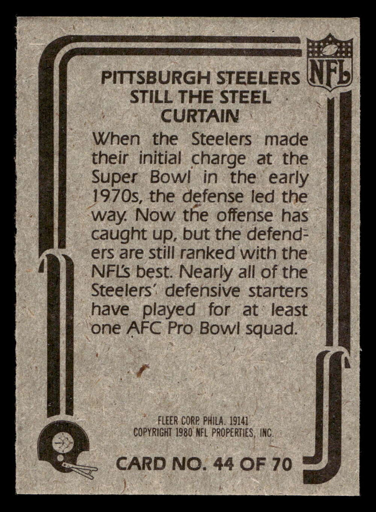1980 Fleer Team Action #44 Pittsburgh Steelers Near Mint Football  ID: 429296