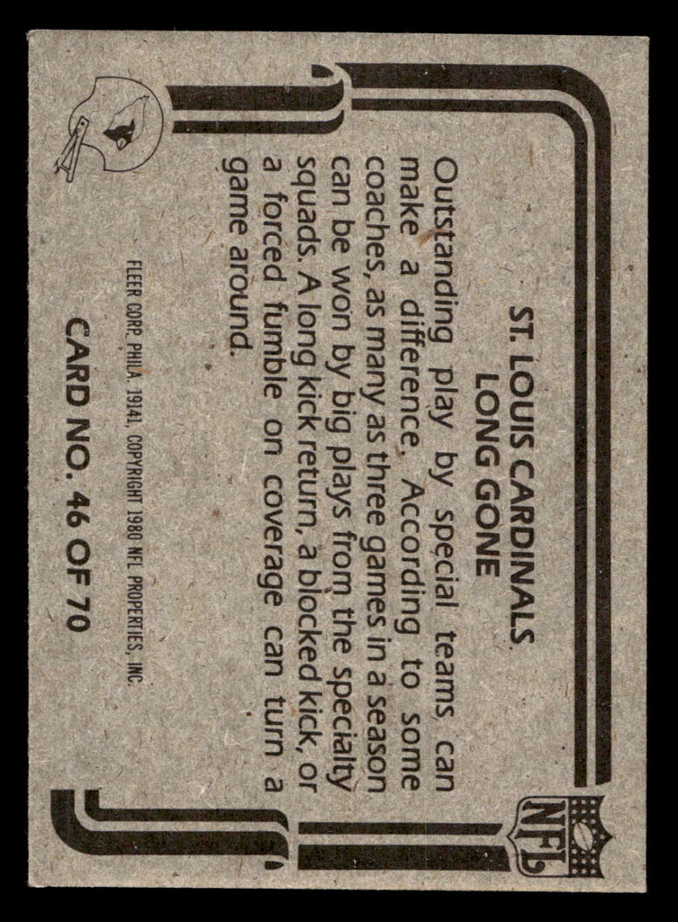 1980 Fleer Team Action #46 St. Louis Cardinals Near Mint Football  ID: 429300