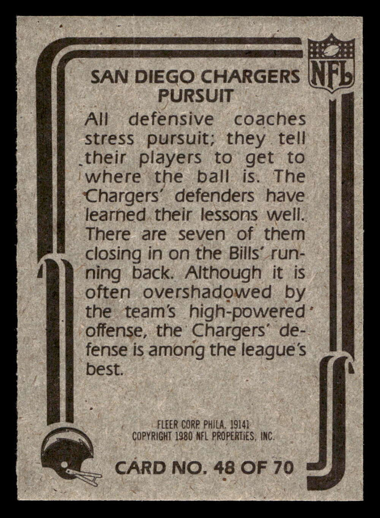 1980 Fleer Team Action #48 San Diego Chargers Near Mint Football  ID: 429307