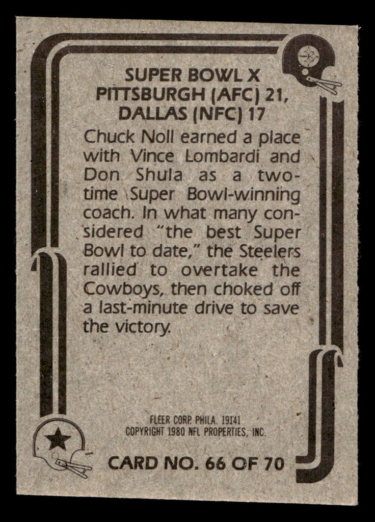 1980 Fleer Team Action #66 Super Bowl X Near Mint Football 