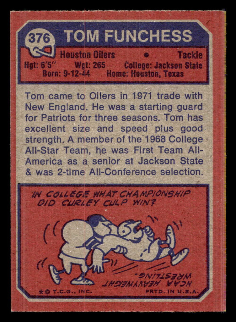 1973 Topps #376 Tom Funchess Ex-Mint  ID: 429677