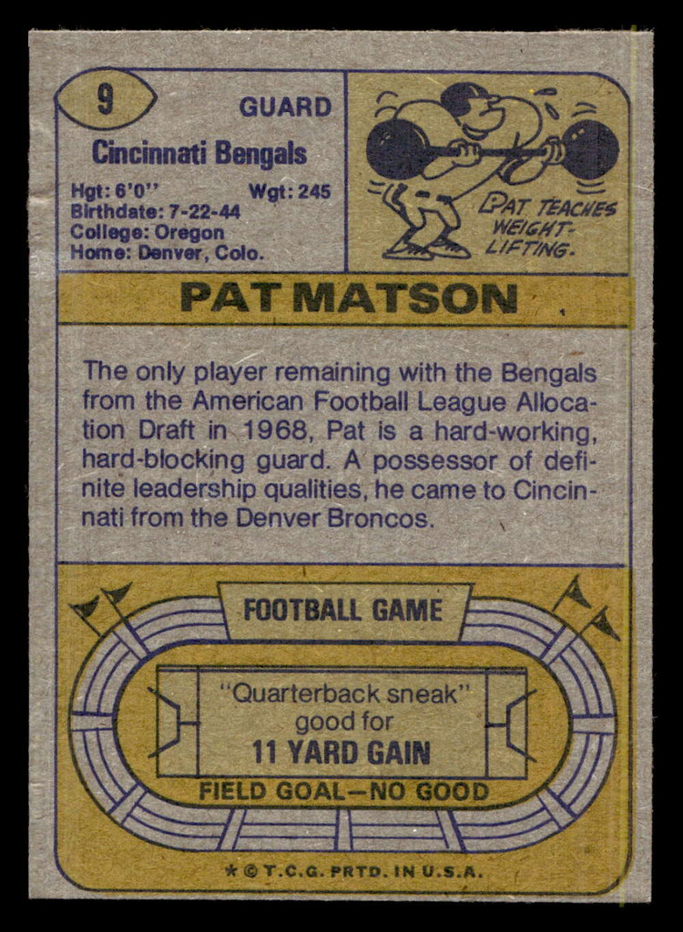 1974 Topps #9 Pat Matson Excellent 