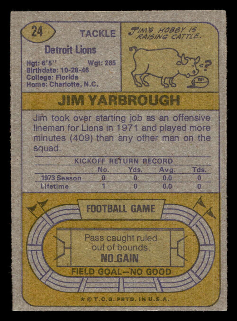 1974 Topps #24 Jim Yarbrough Ex-Mint 