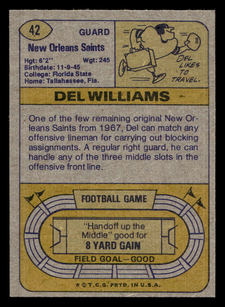 1974 Topps #42 Del Williams Near Mint  ID: 429849