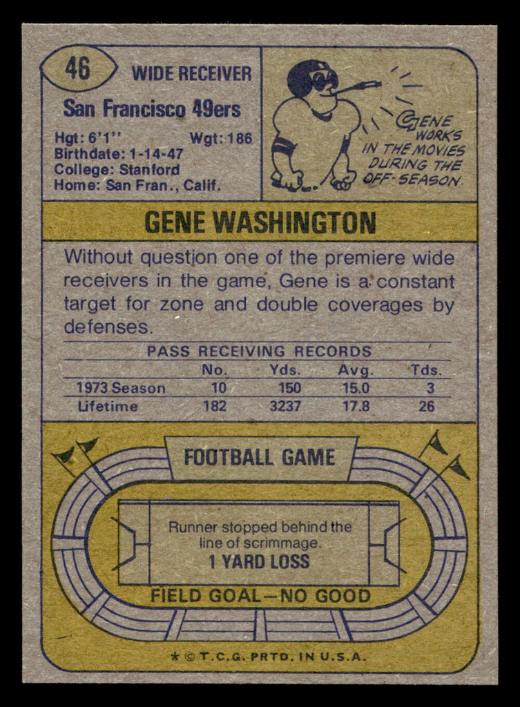 1974 Topps #46 Gene Washington Near Mint  ID: 429853