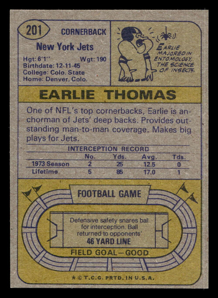 1974 Topps #201 Earlie Thomas Near Mint+ 