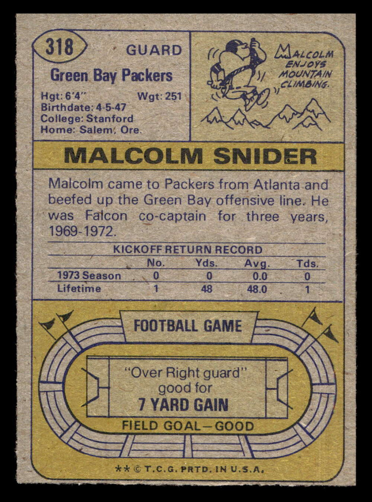 1974 Topps #318 Malcolm Snider Ex-Mint 